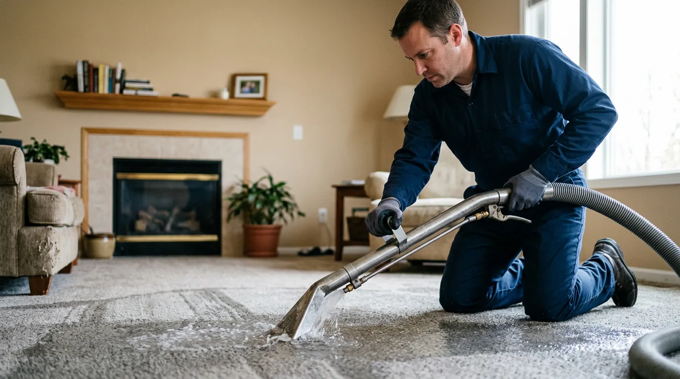 Water damage restoration technician working near Cottage Hills, IL